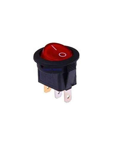 Interruptor Redondo de Empotrar Color Rojo con luz interior  Diametro :1,8cm