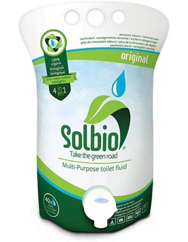 Solvio es un líquido para nuestro water natural y biodegradable en solo 28 días para  eliminar los olores y descomponer .También