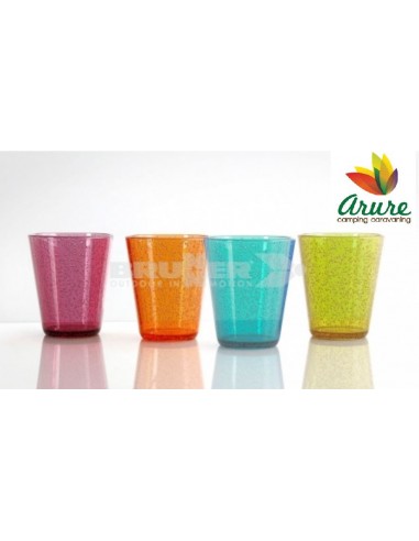 Pack de 4 vasos modernos, antideslizantes y apilables, con un look moderno.Material de policarbonato de uso alimentario Colores 